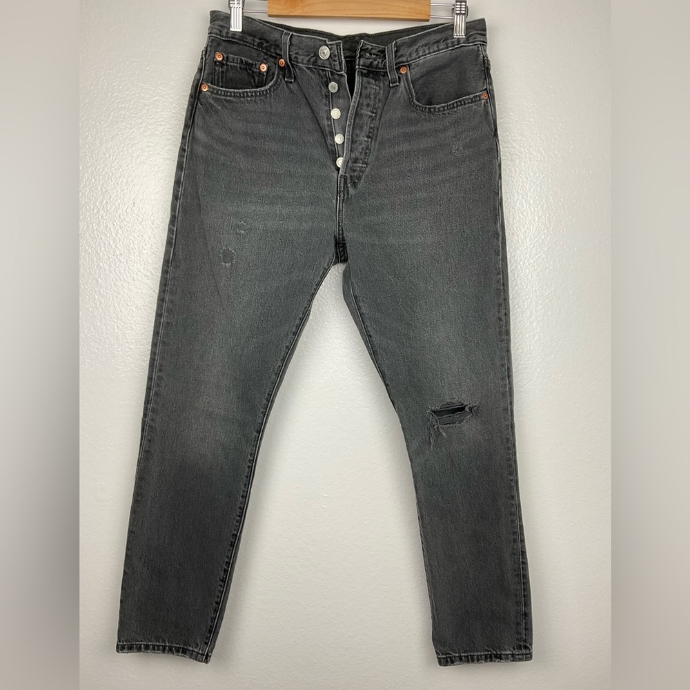 Levi's 501S Women’s Button Fly Skinny Jeans in Dark‎ Gray